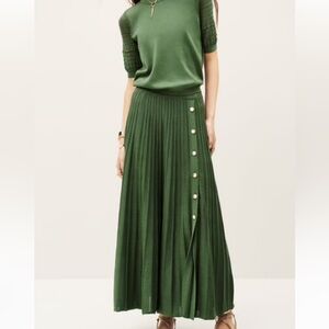 Ba&Sh Women’s Sindy Skirt Size Medium Green Cotton Blend Mid Length